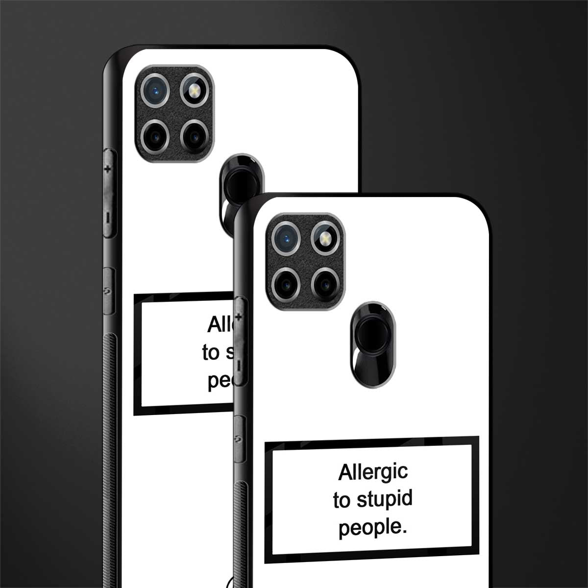 allergic to stupid people white glass case for realme c21 image-2