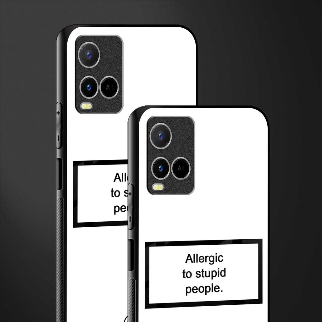 allergic to stupid people white glass case for vivo y21s image-2