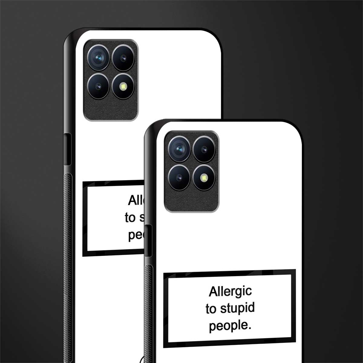 allergic to stupid people white glass case for realme 8i image-2