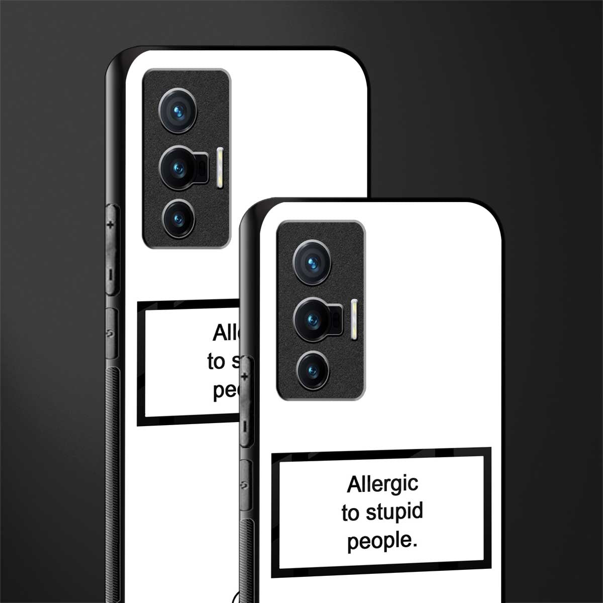 allergic to stupid people white glass case for vivo x70 image-2