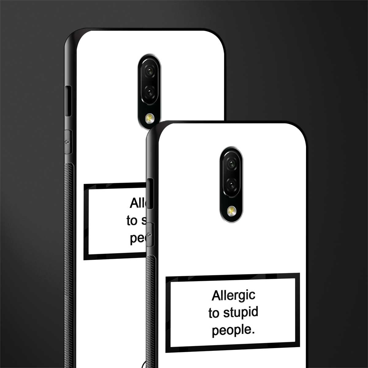 allergic to stupid people white glass case for oneplus 7 image-2