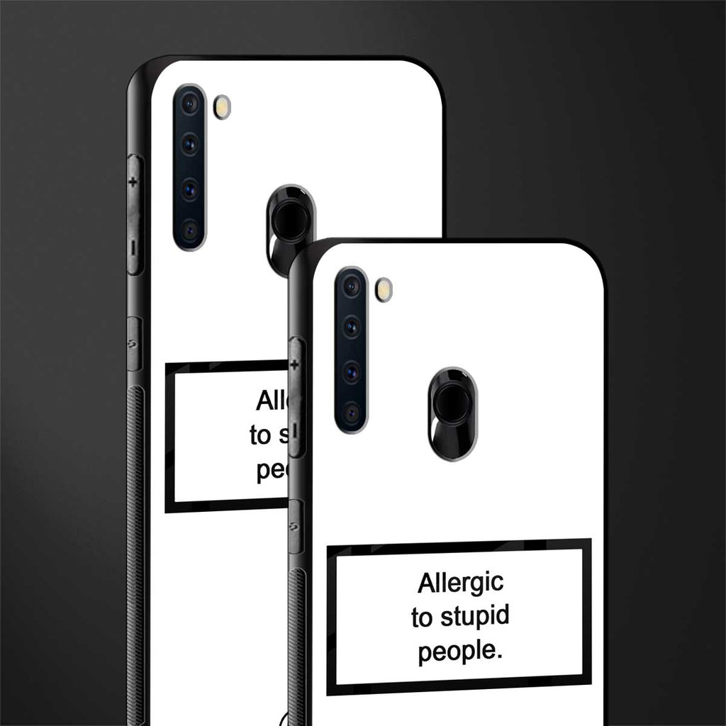 allergic to stupid people white glass case for samsung a21 image-2