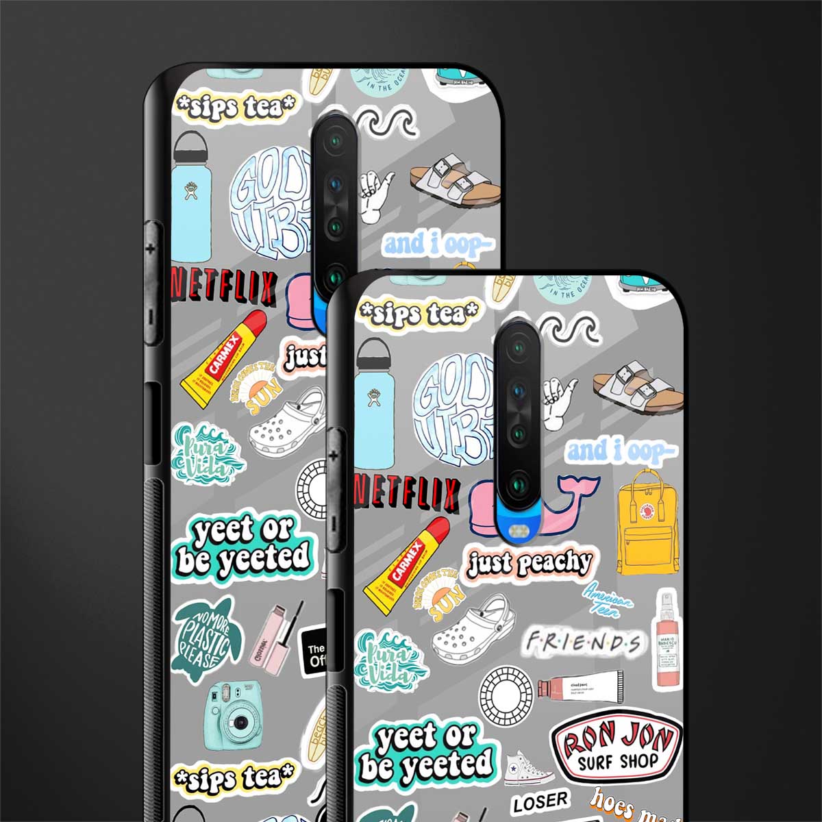 american teen sticker collage glass case for poco x2 image-2