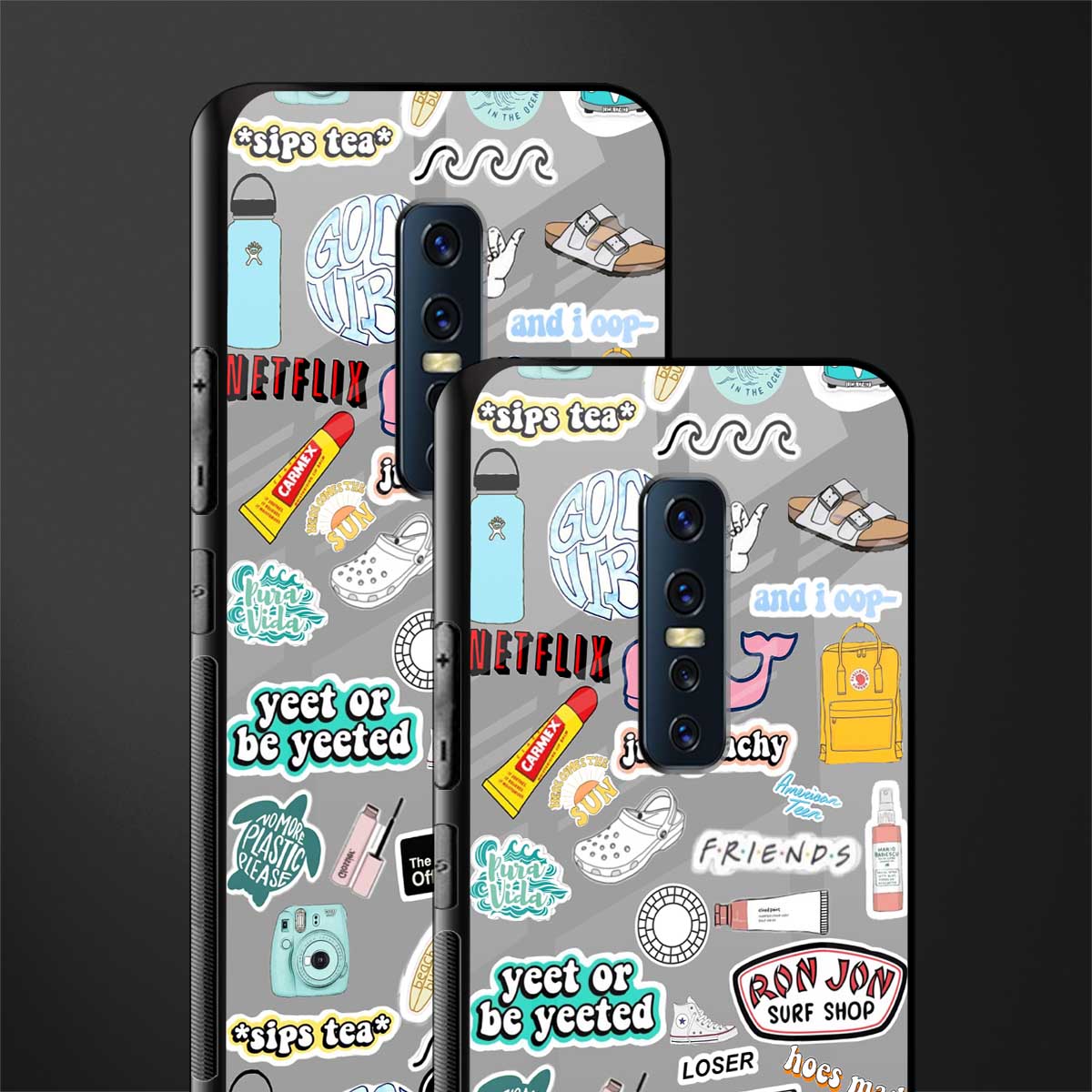 american teen sticker collage glass case for vivo v17 pro image-2
