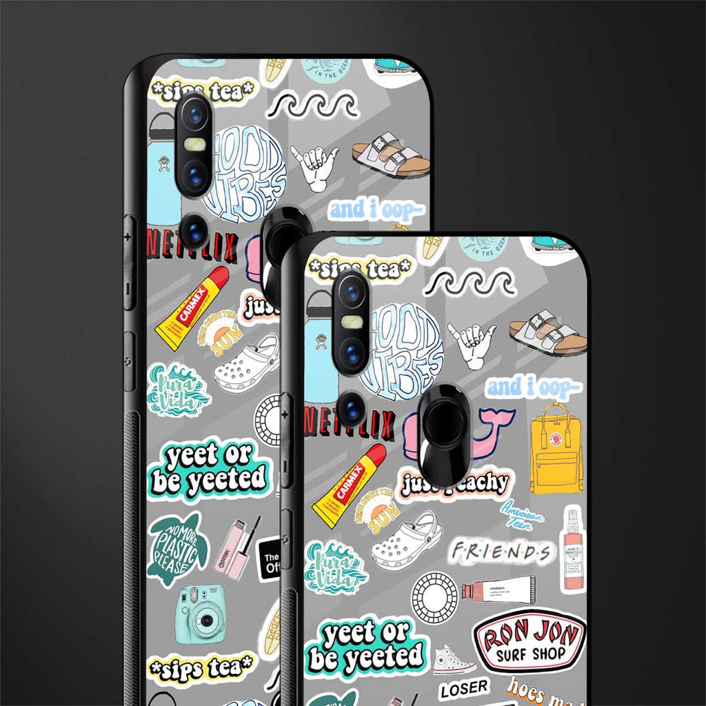 american teen sticker collage glass case for vivo v15 image-2