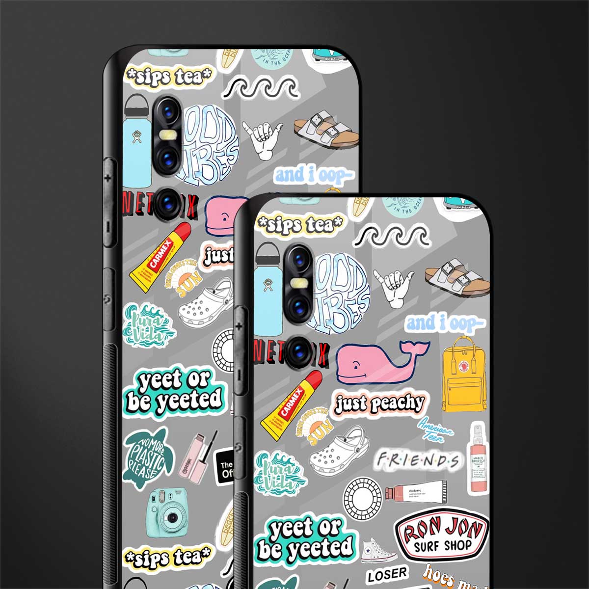 american teen sticker collage glass case for vivo v15 pro image-2
