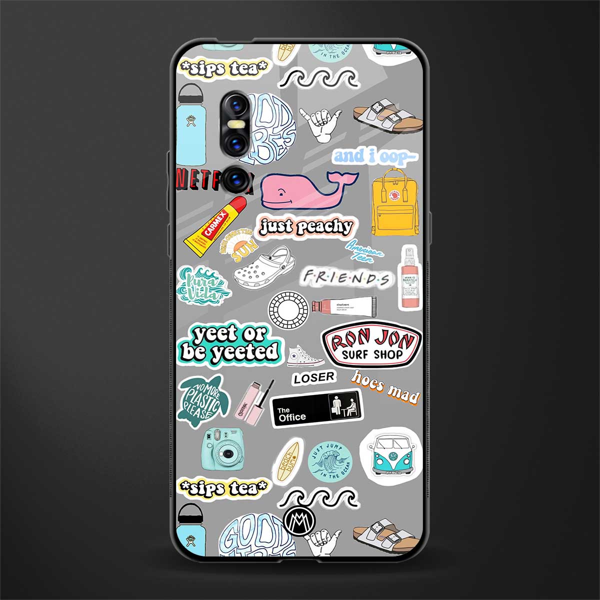 american teen sticker collage glass case for vivo v15 pro image