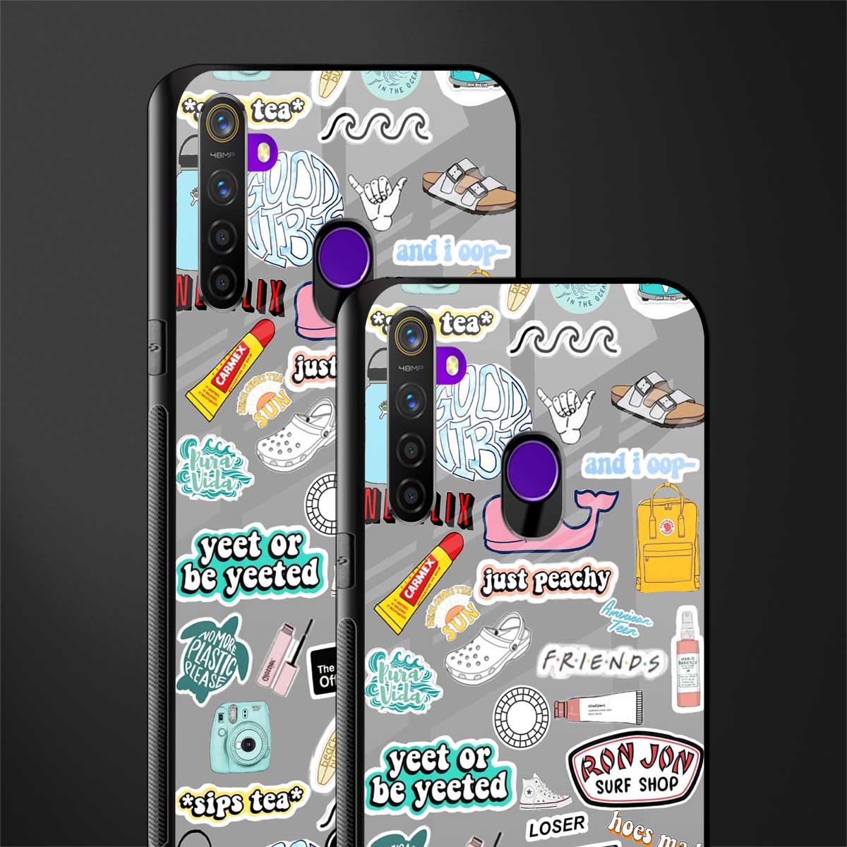 american teen sticker collage glass case for realme 5 pro image-2