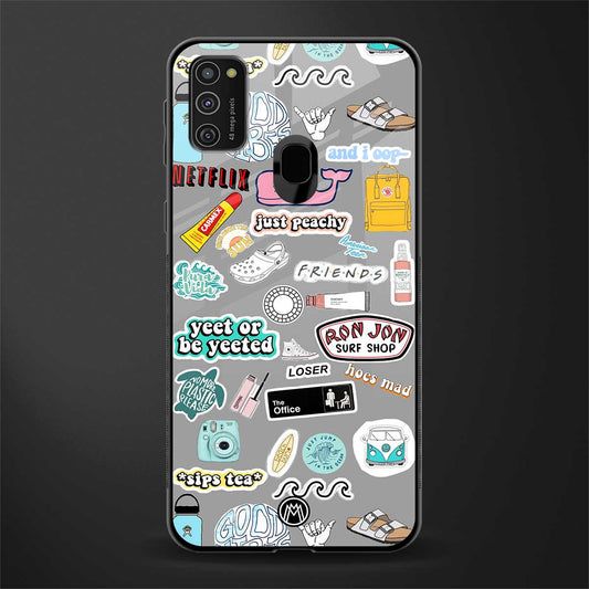 american teen sticker collage glass case for samsung galaxy m30s image