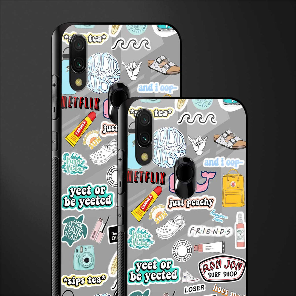 american teen sticker collage glass case for redmi note 7 pro image-2