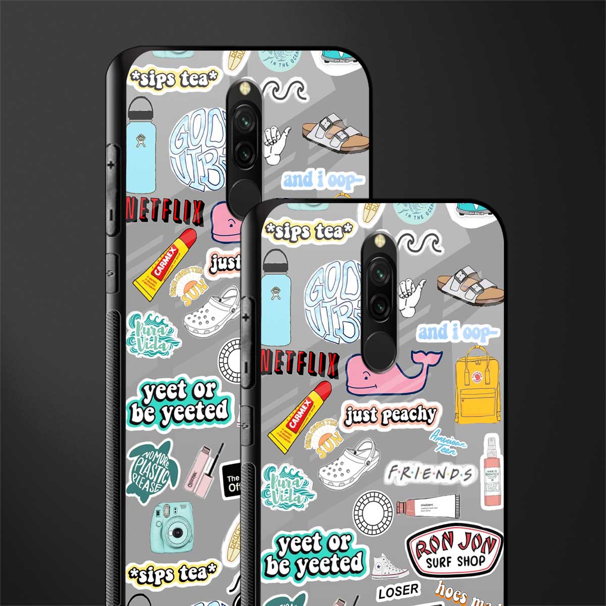 american teen sticker collage glass case for redmi 8 image-2