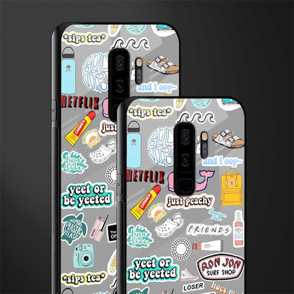 american teen sticker collage glass case for samsung galaxy s9 plus image-2