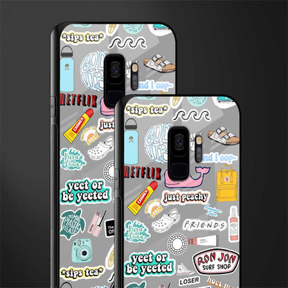 american teen sticker collage glass case for samsung galaxy s9 image-2