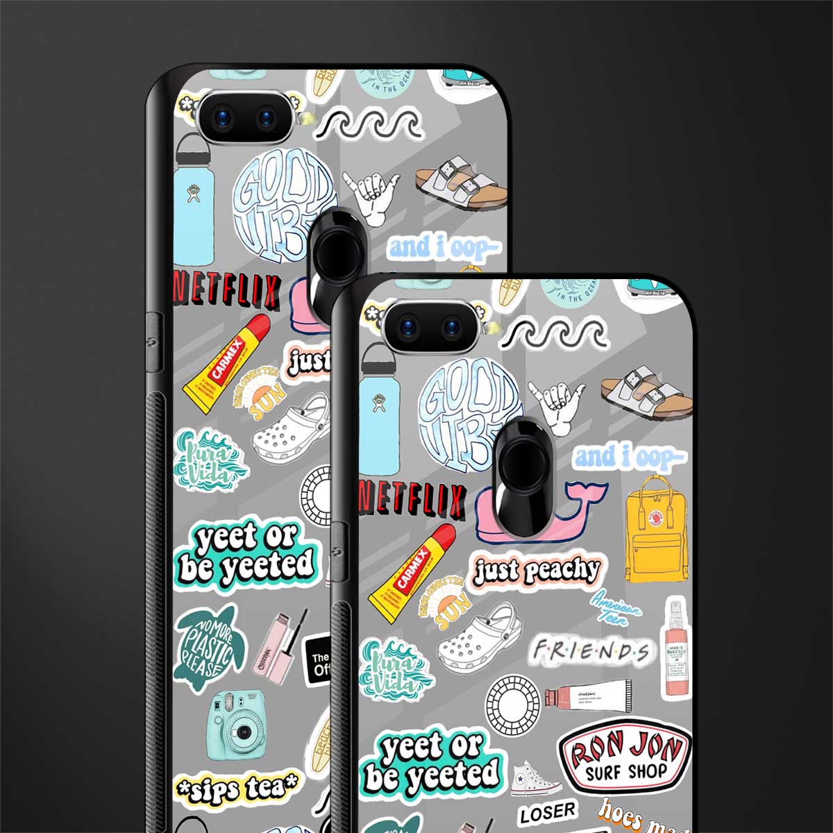 american teen sticker collage glass case for oppo a12 image-2