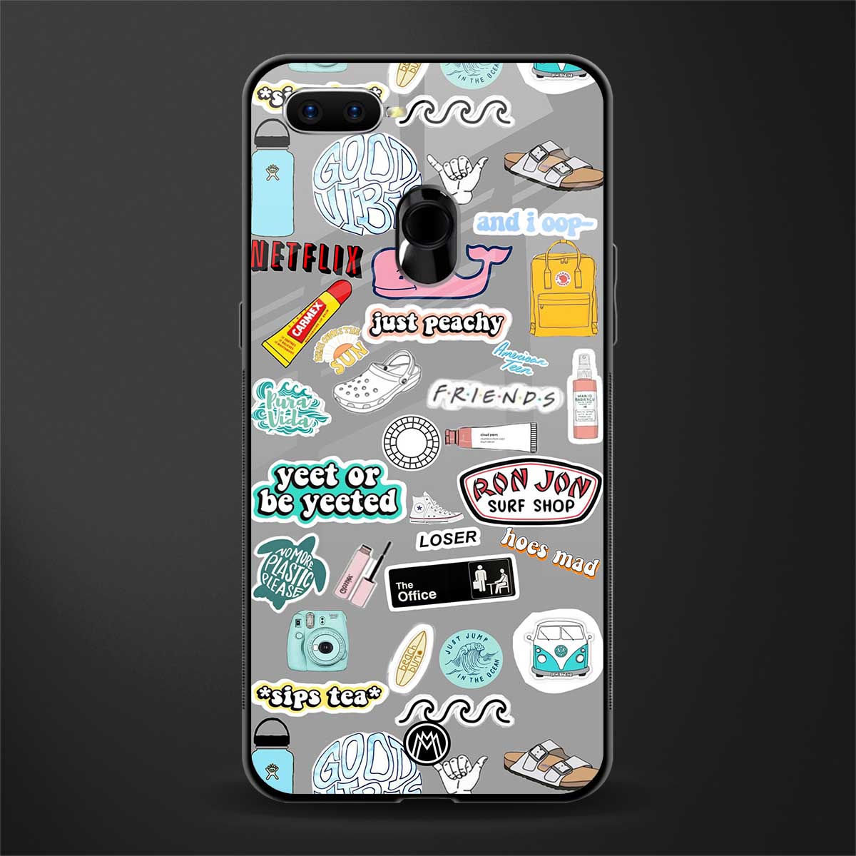 american teen sticker collage glass case for oppo a12 image