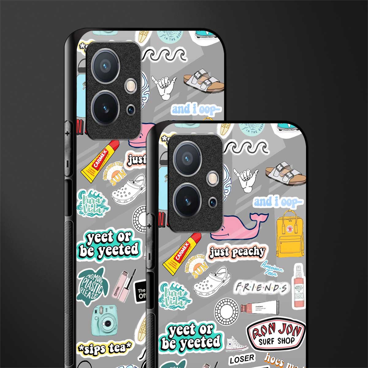 american teen sticker collage glass case for vivo t1 5g image-2
