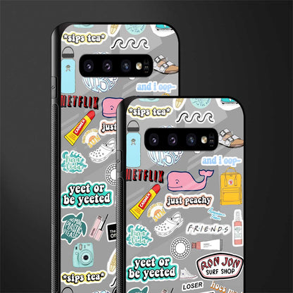 american teen sticker collage glass case for samsung galaxy s10 image-2
