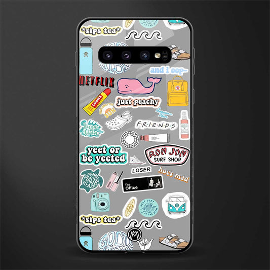 american teen sticker collage glass case for samsung galaxy s10 image