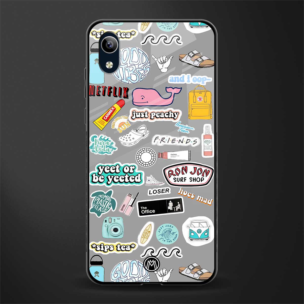 american teen sticker collage glass case for vivo y1s without fingerprint image