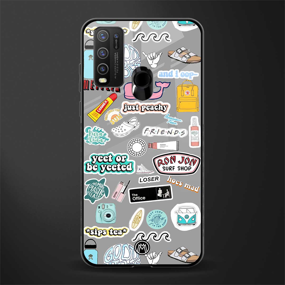 american teen sticker collage glass case for vivo y30 image