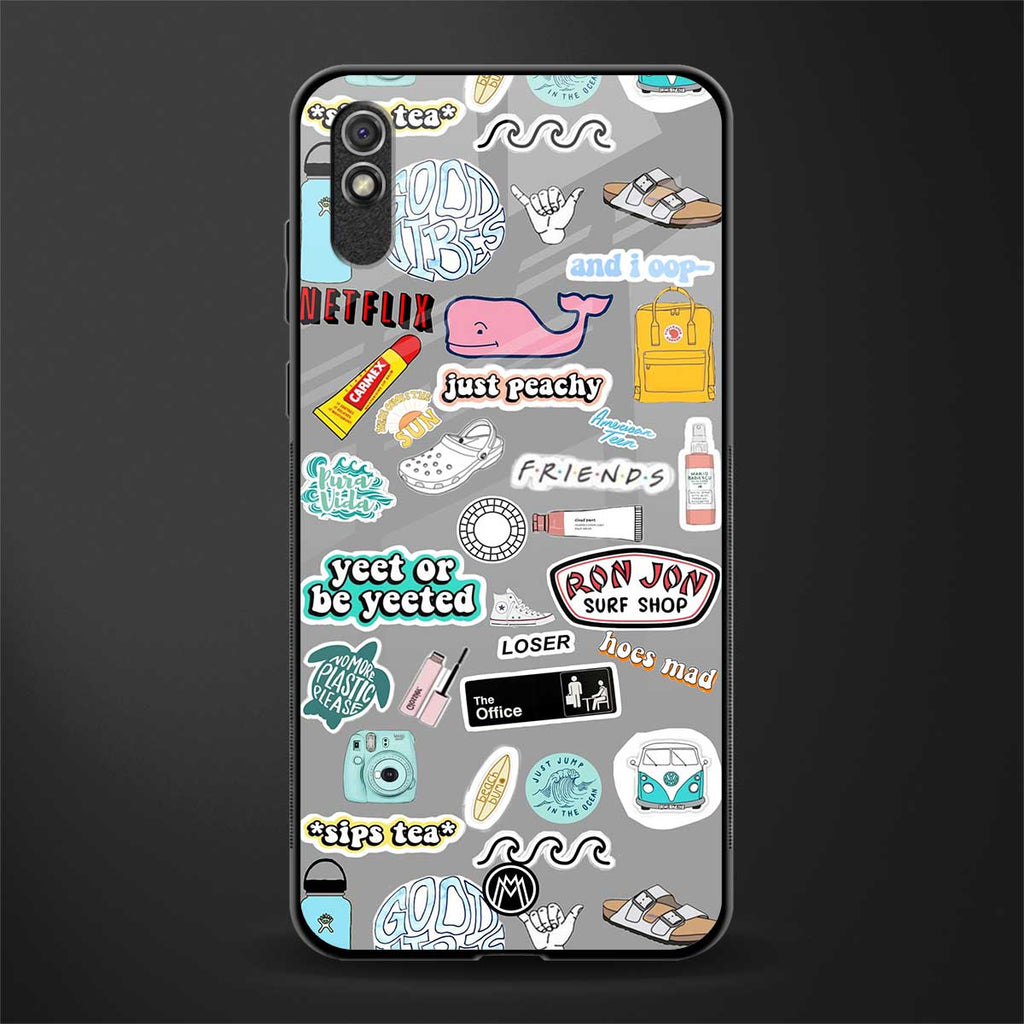 american teen sticker collage glass case for redmi 9a image