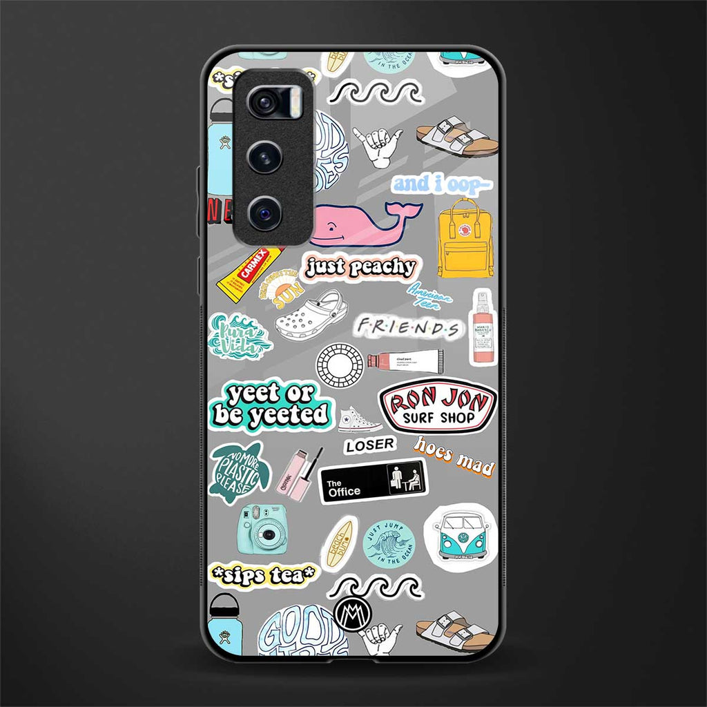 american teen sticker collage glass case for vivo v20 se image