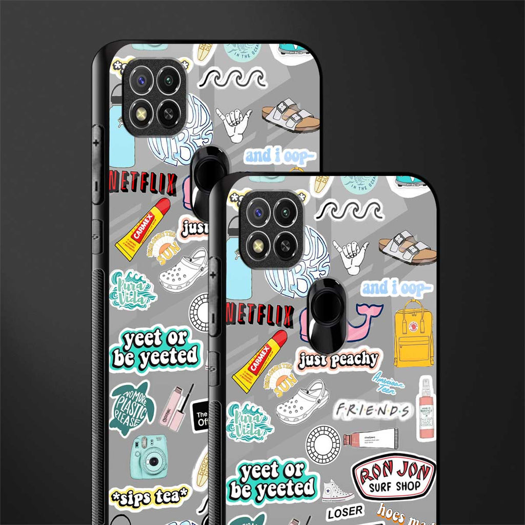 american teen sticker collage glass case for redmi 9c image-2