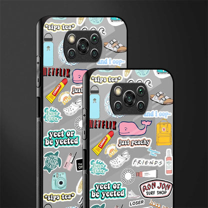 american teen sticker collage glass case for poco x3 image-2