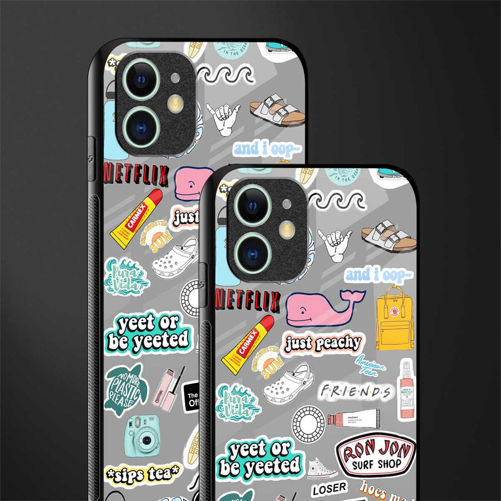 american teen sticker collage glass case for iphone 12 image-2