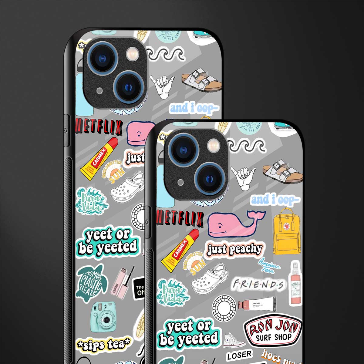 american teen sticker collage glass case for iphone 13 image-2