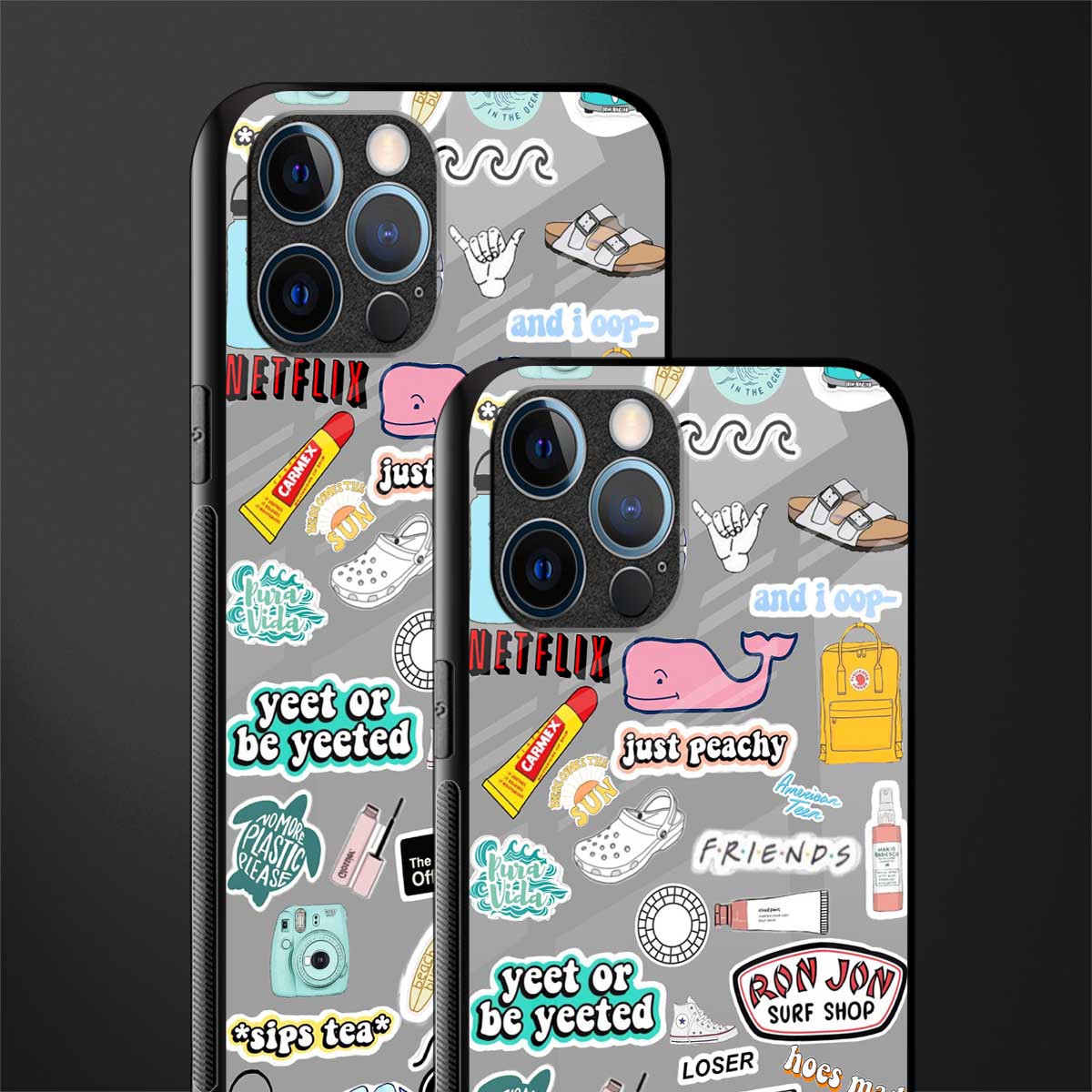 american teen sticker collage glass case for iphone 12 pro max image-2