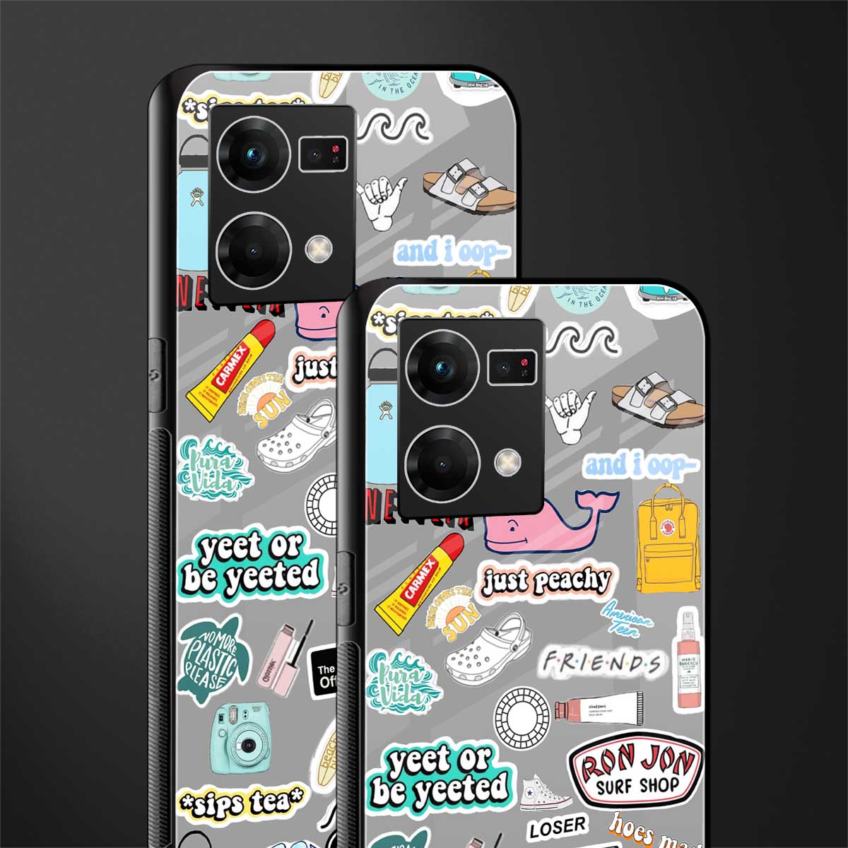 american teen sticker collage back phone cover | glass case for oppo f21 pro 4g