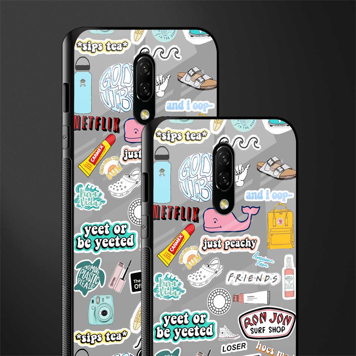 american teen sticker collage glass case for oneplus 7 image-2