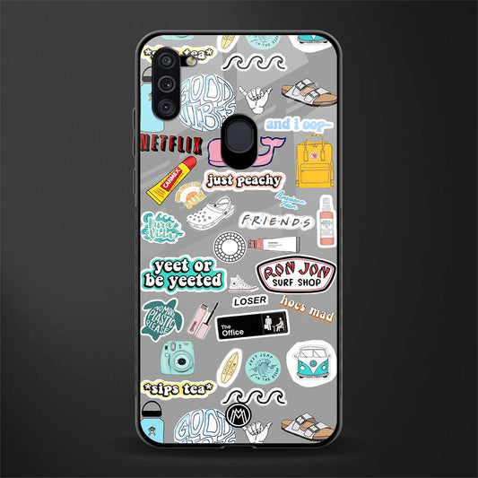american teen sticker collage glass case for samsung galaxy m11 image