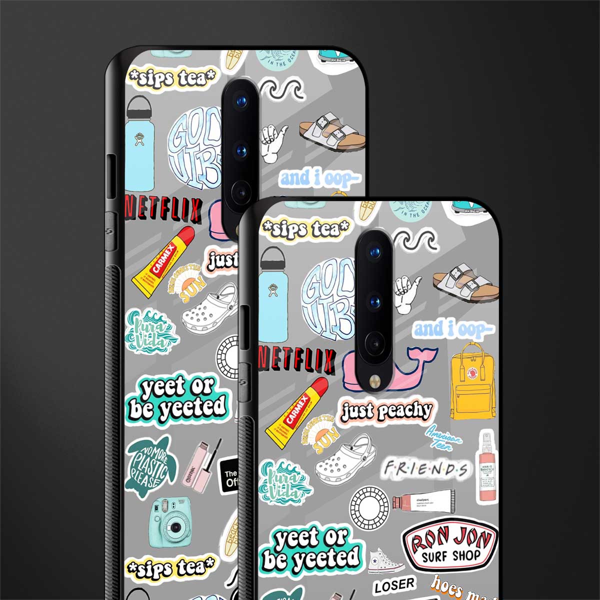 american teen sticker collage glass case for oneplus 8 image-2