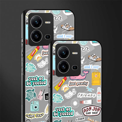 american teen sticker collage back phone cover | glass case for vivo v25-5g