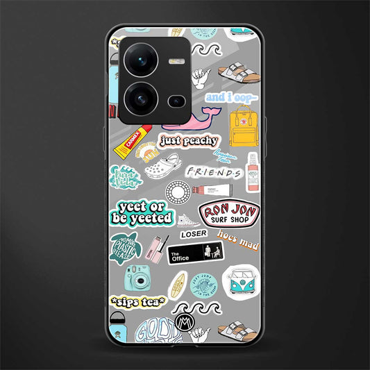 american teen sticker collage back phone cover | glass case for vivo v25-5g