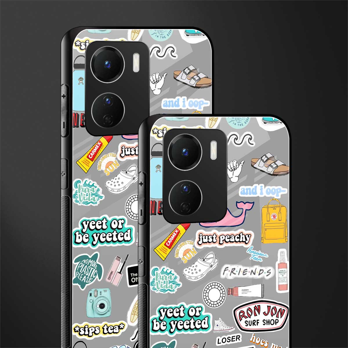 american teen sticker collage back phone cover | glass case for vivo y16
