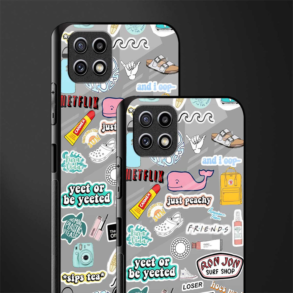american teen sticker collage back phone cover | glass case for samsung galaxy f42