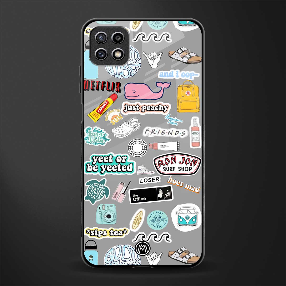 american teen sticker collage back phone cover | glass case for samsung galaxy f42