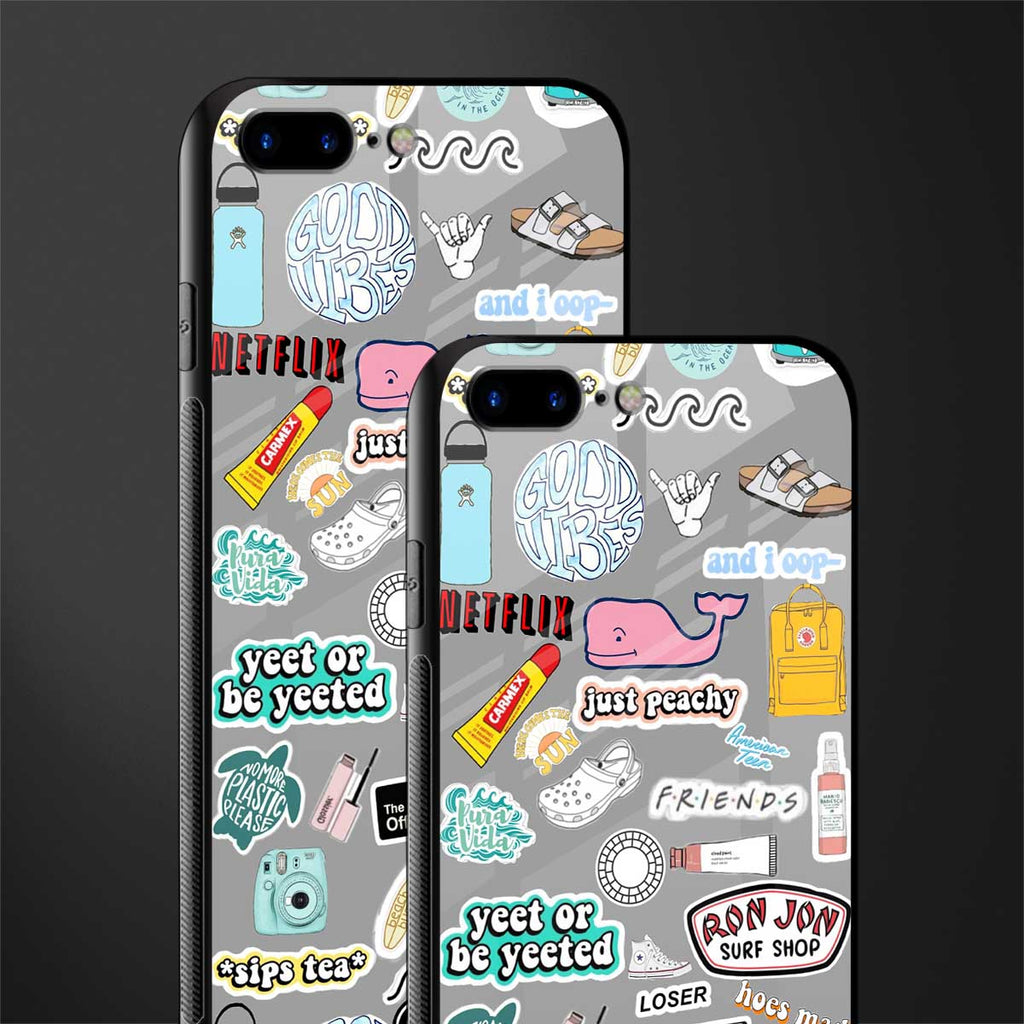 american teen sticker collage glass case for iphone 8 plus image-2