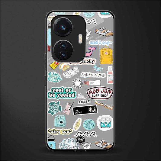 american teen sticker collage back phone cover | glass case for vivo t1 44w 4g