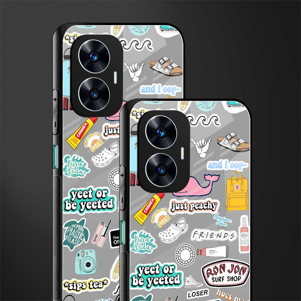 american teen sticker collage back phone cover | glass case for realme c55