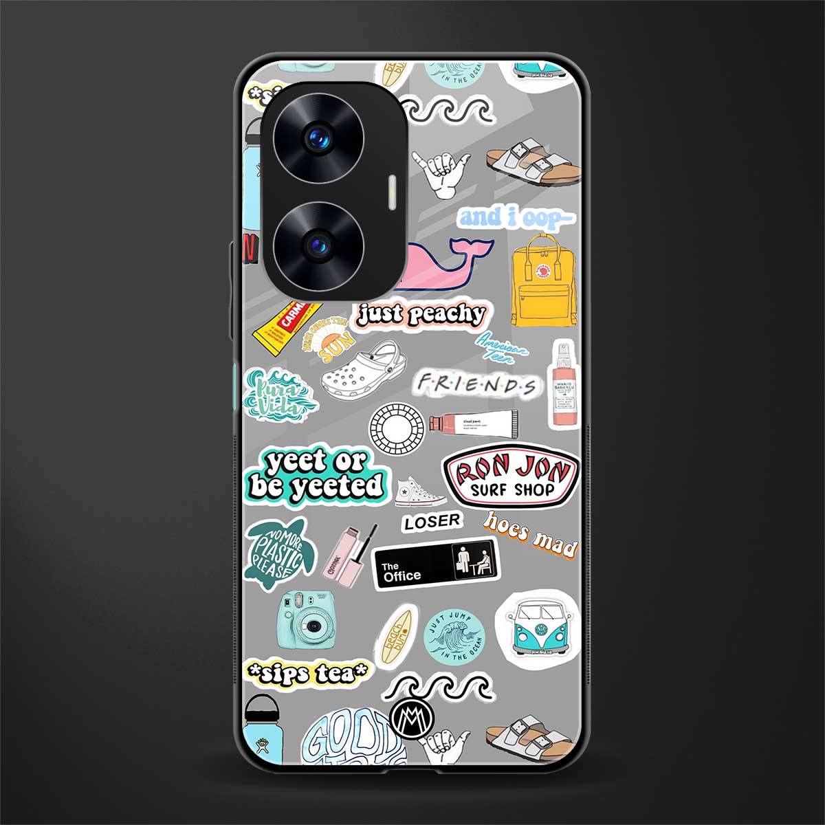 american teen sticker collage back phone cover | glass case for realme c55