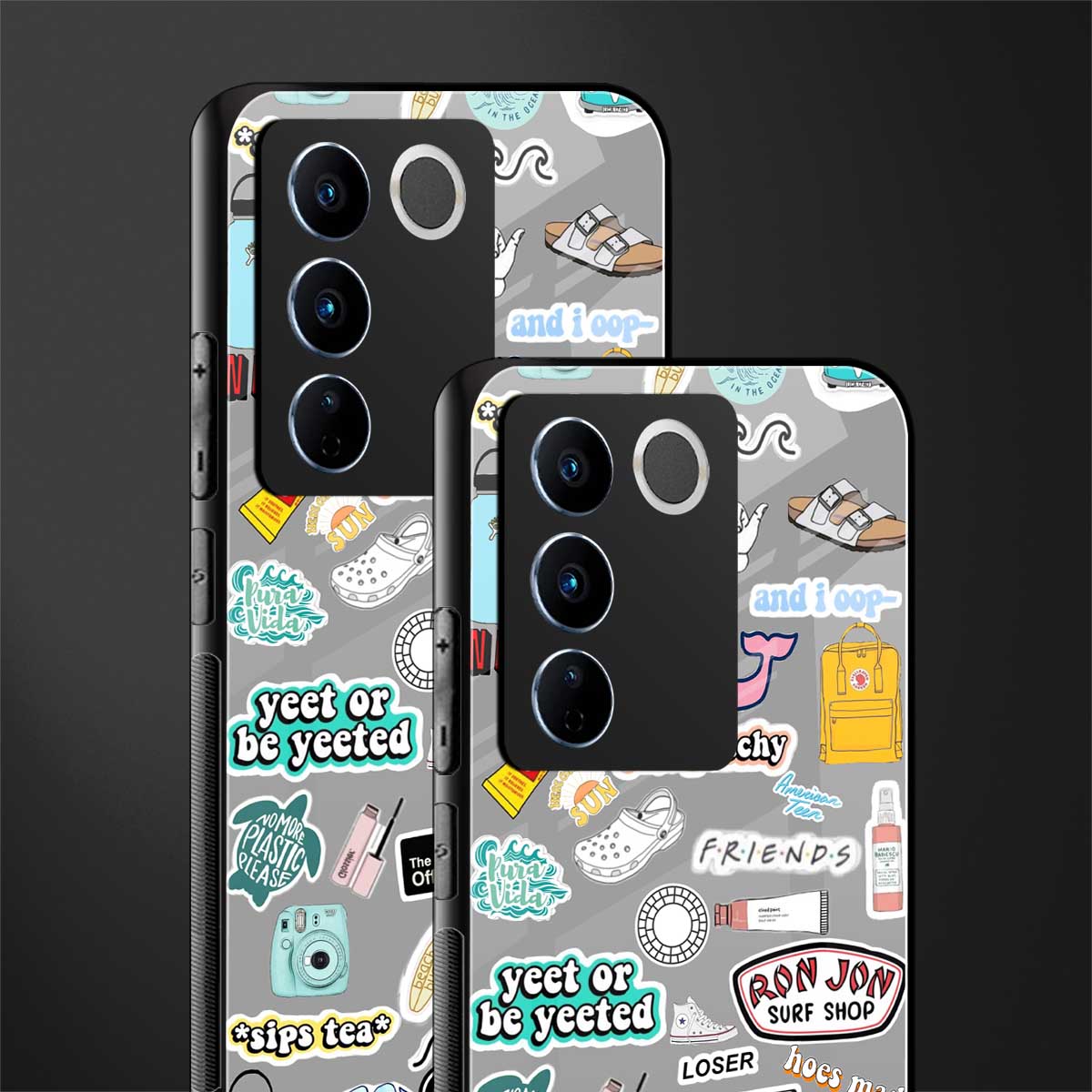 american teen sticker collage back phone cover | glass case for vivo v27 pro 5g