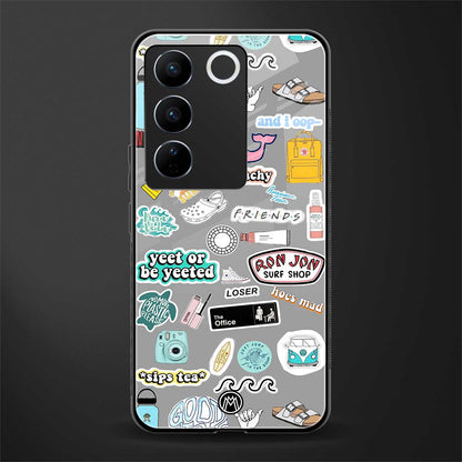 american teen sticker collage back phone cover | glass case for vivo v27 pro 5g