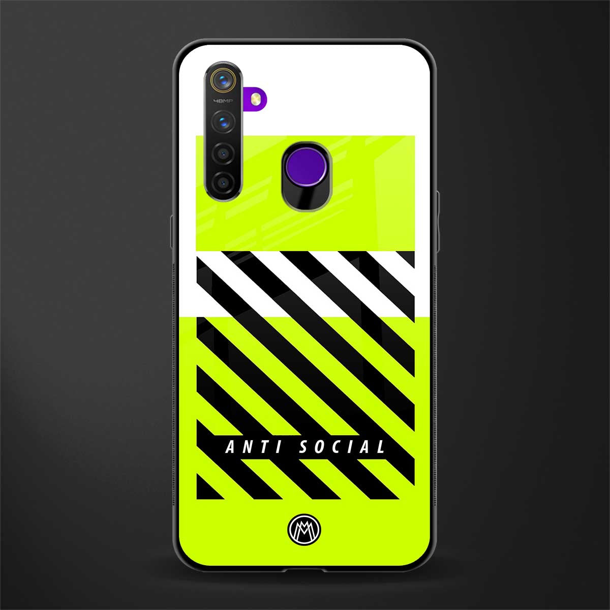 anti social glass case for realme 5i image