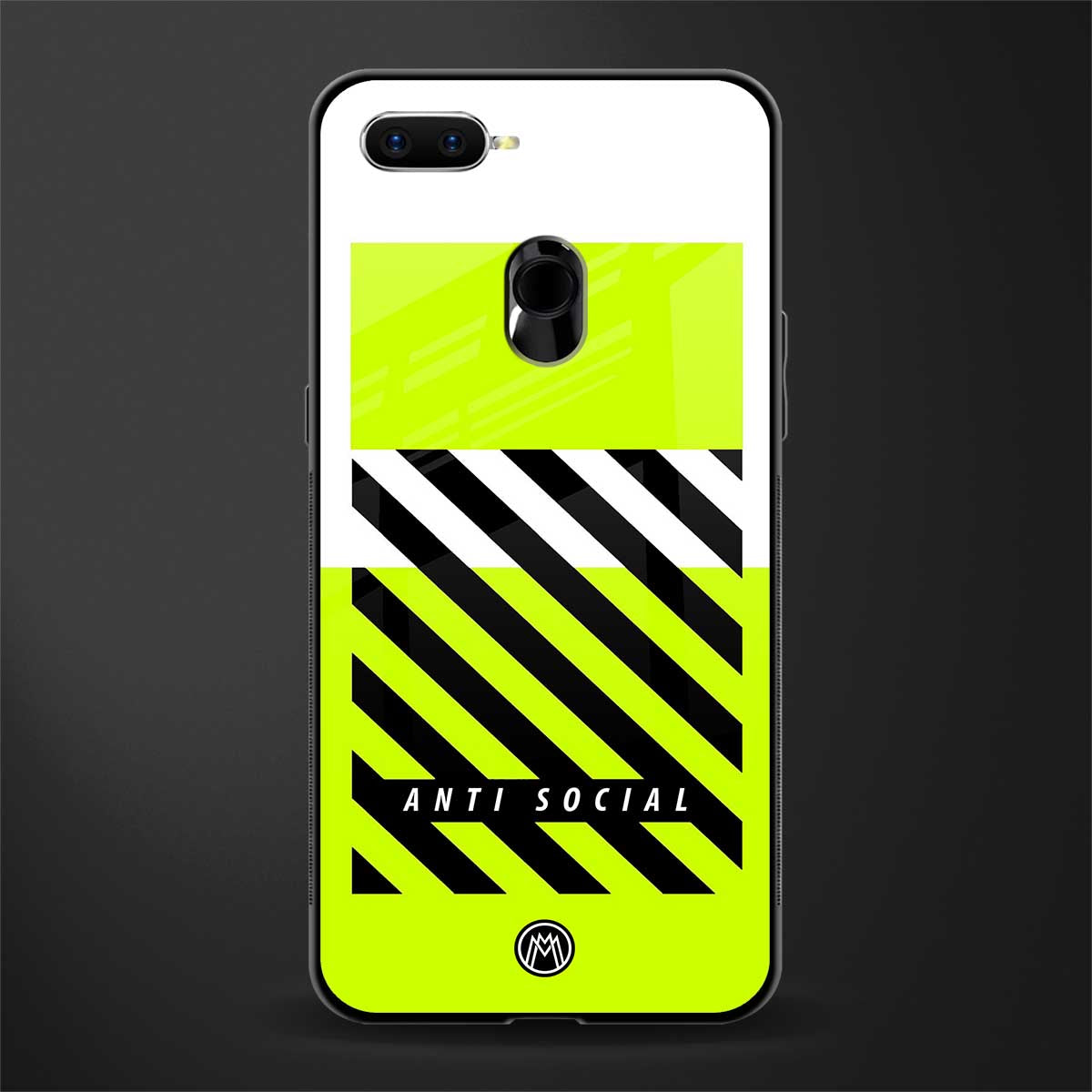anti social glass case for oppo a12 image