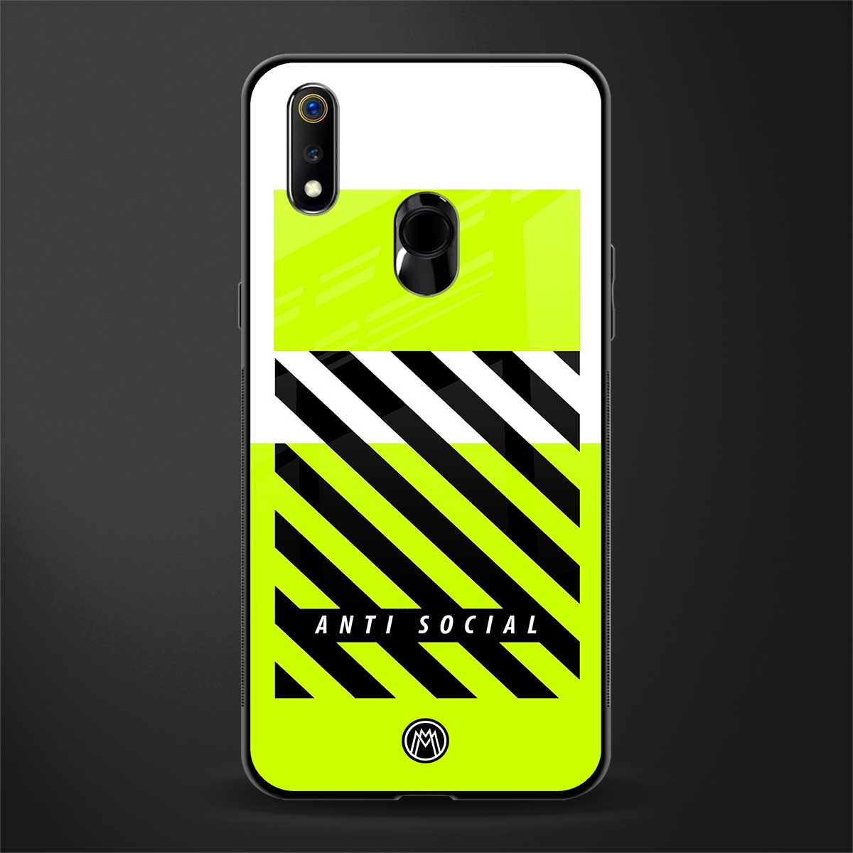 anti social glass case for realme 3i image