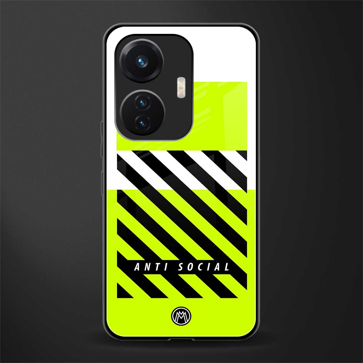 anti social back phone cover | glass case for vivo t1 44w 4g